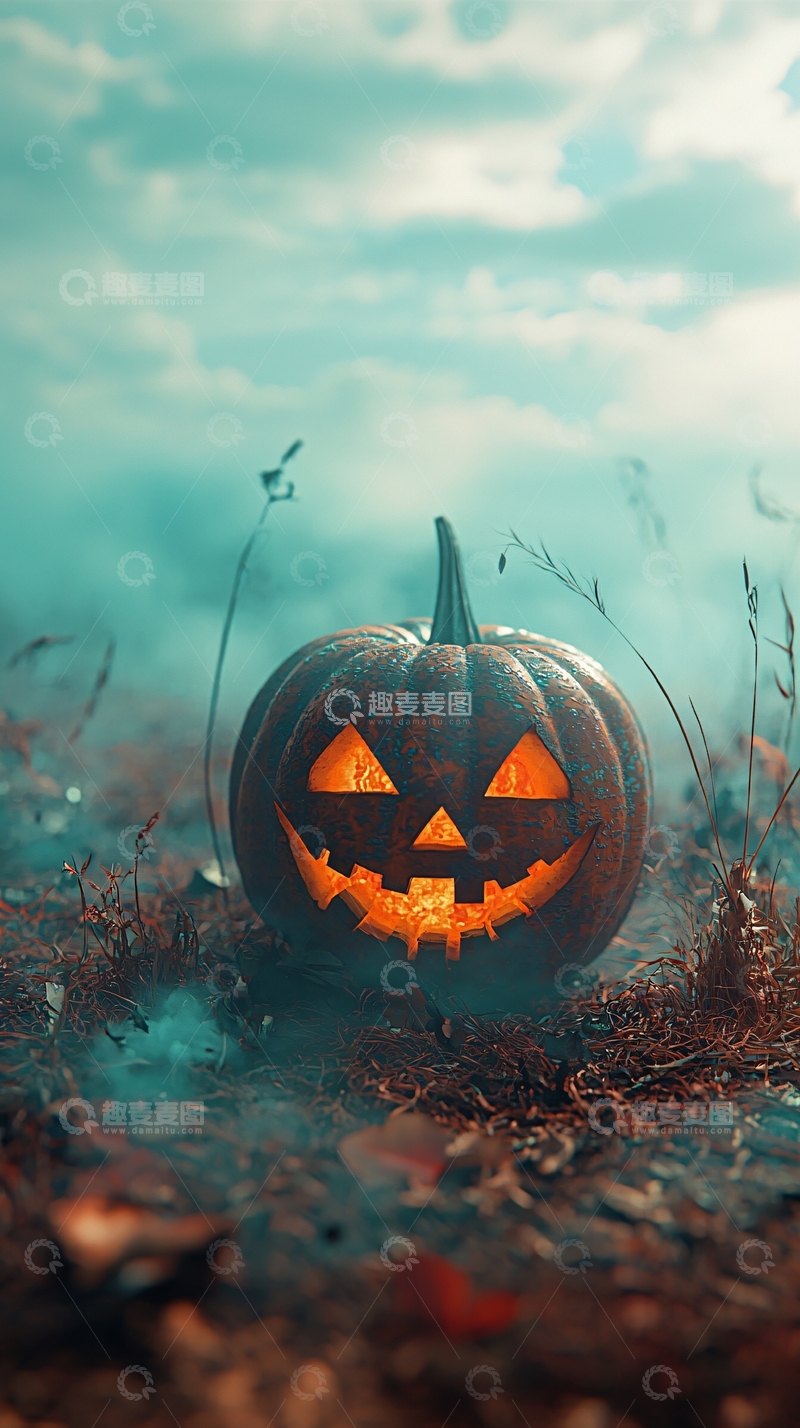 高清大图下载【趣麦麦图】万圣节南瓜灯夜景