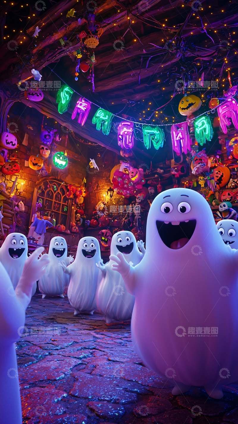 高清大图下载【趣麦麦图】万圣节鬼魂派对场景