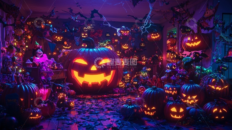 高清大图下载【趣麦麦图】万圣节南瓜灯装饰场景