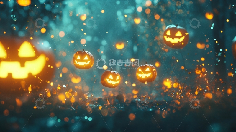 高清大图下载【趣麦麦图】万圣节南瓜灯夜景