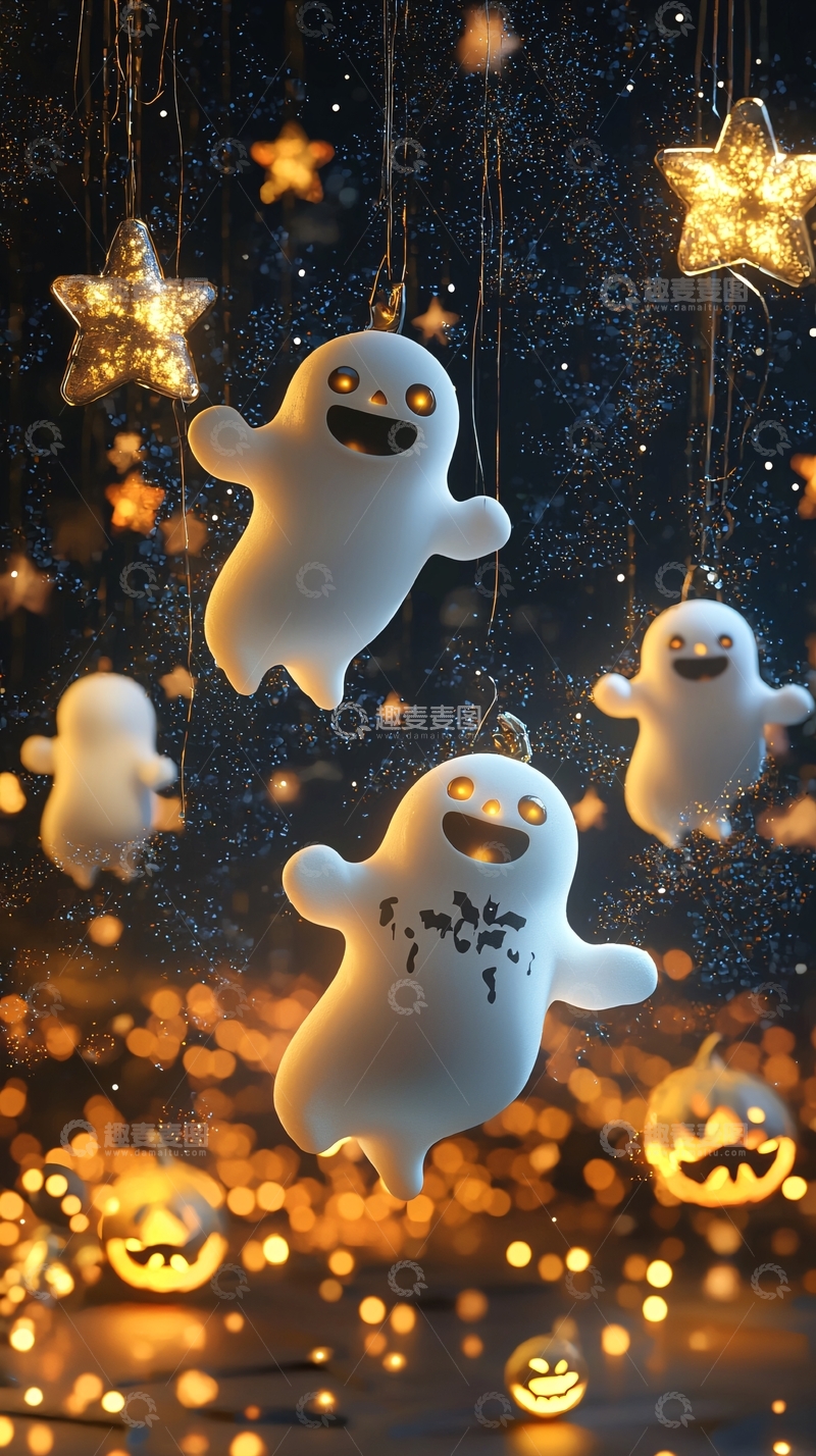 高清大图下载【趣麦麦图】万圣节挂饰灯饰背景图