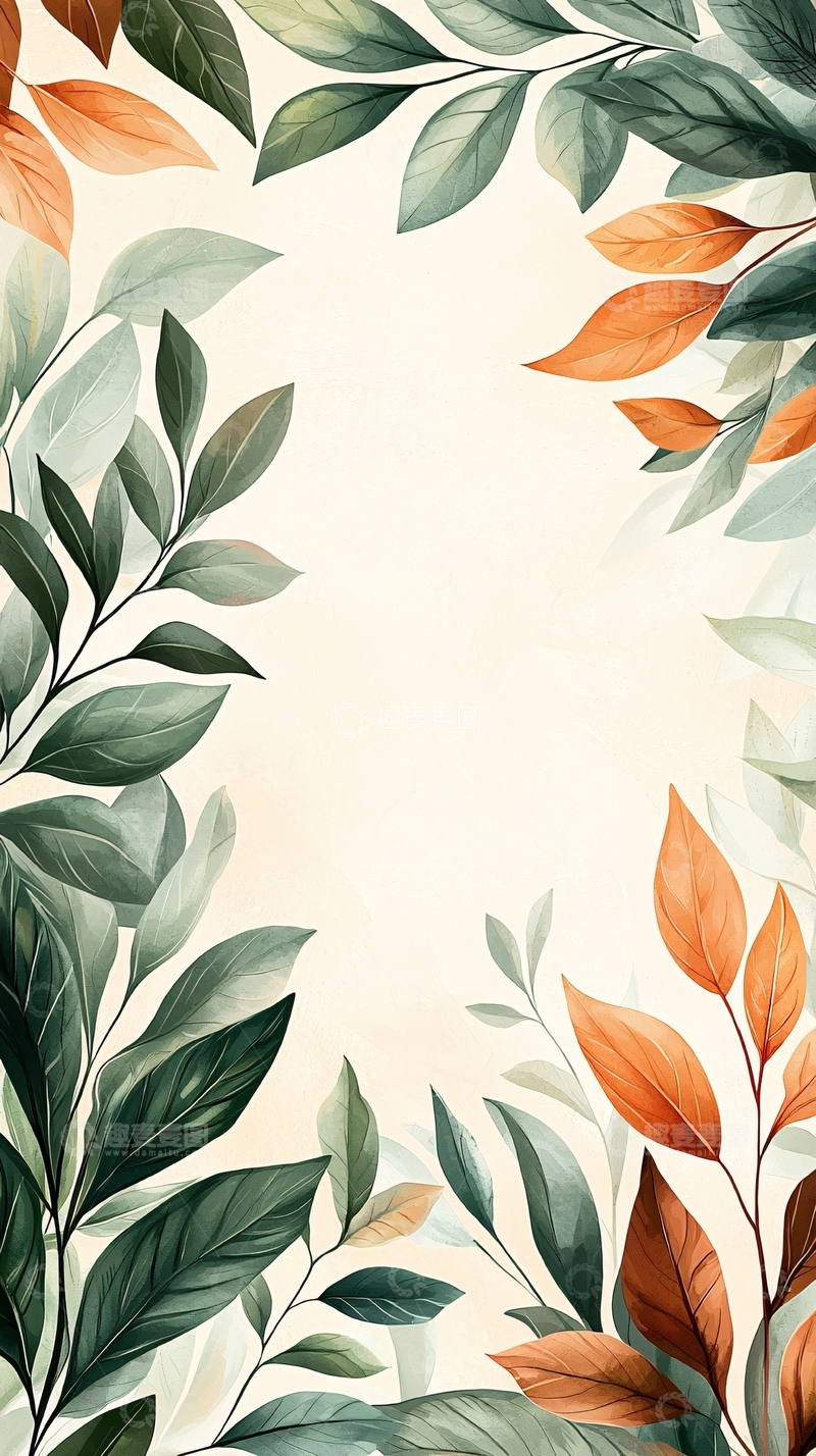 高清大图下载【趣麦麦图】秋日树叶背景墙纸