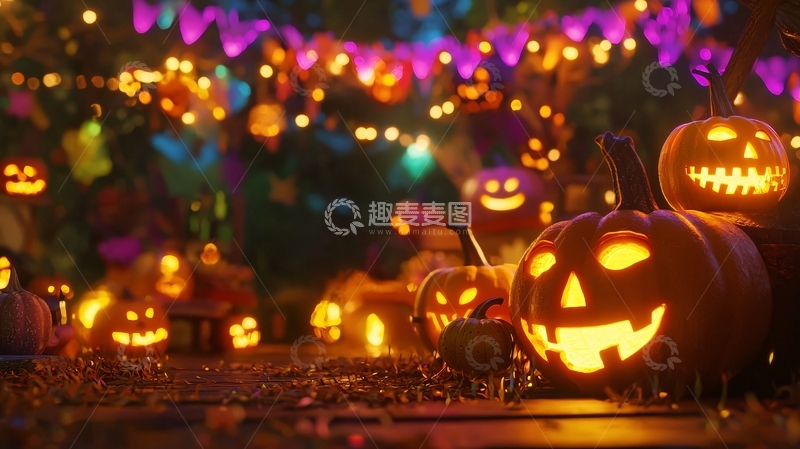 高清大图下载【趣麦麦图】万圣节南瓜灯夜景