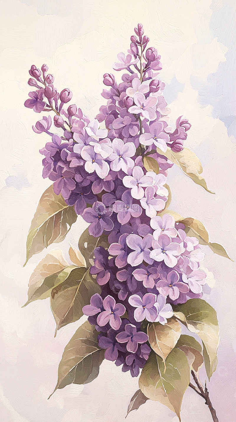 高清大图下载【趣麦麦图】紫色丁香花与绿叶
