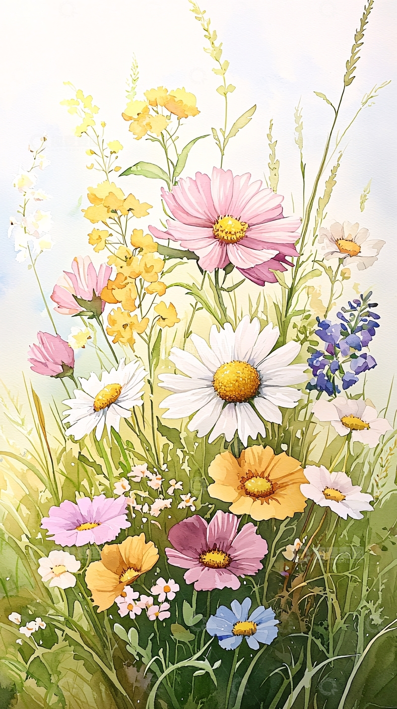 高清大图下载【趣麦麦图】夏日野花手绘插画