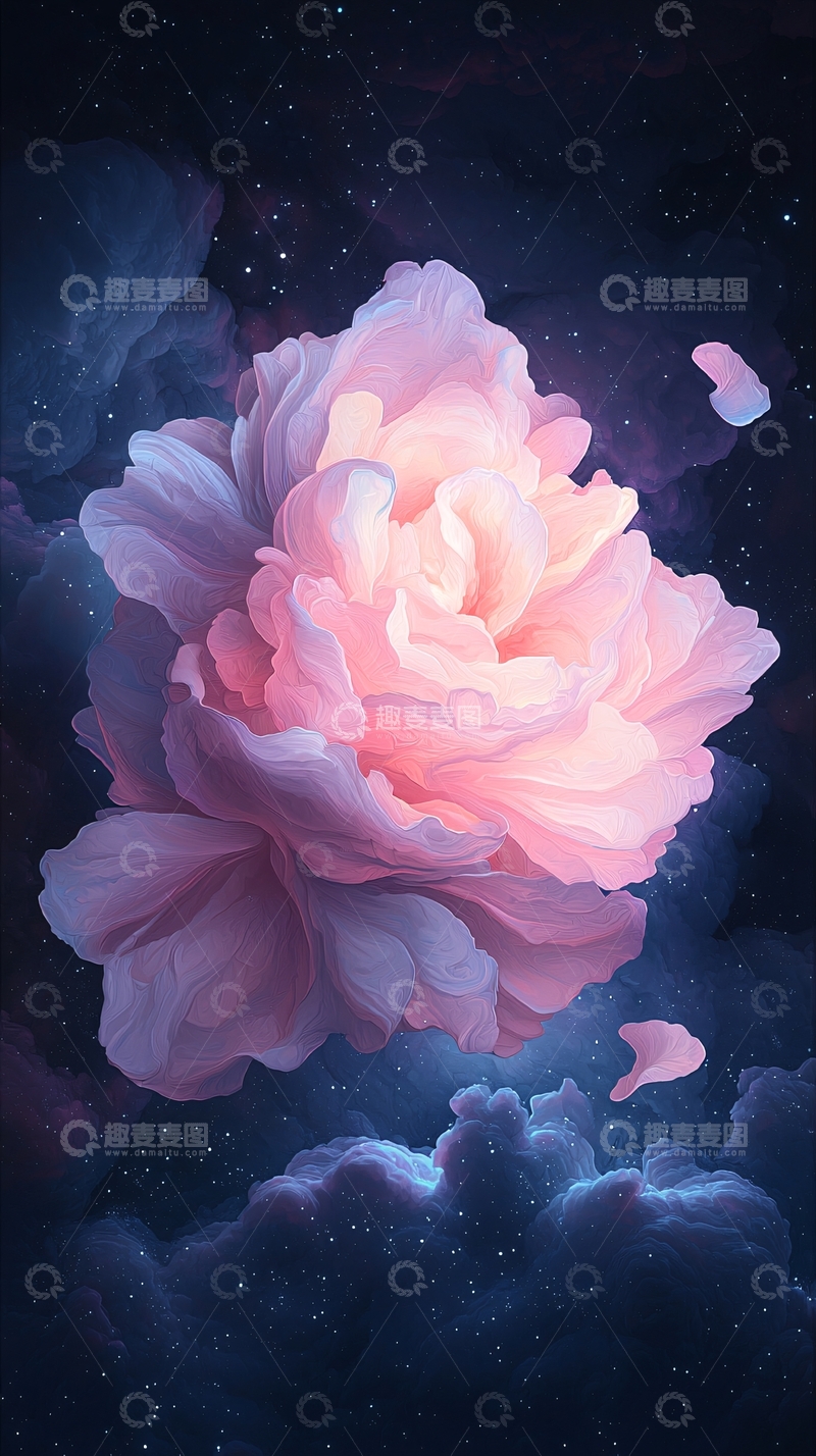 高清大图下载【趣麦麦图】梦幻星空中的花朵