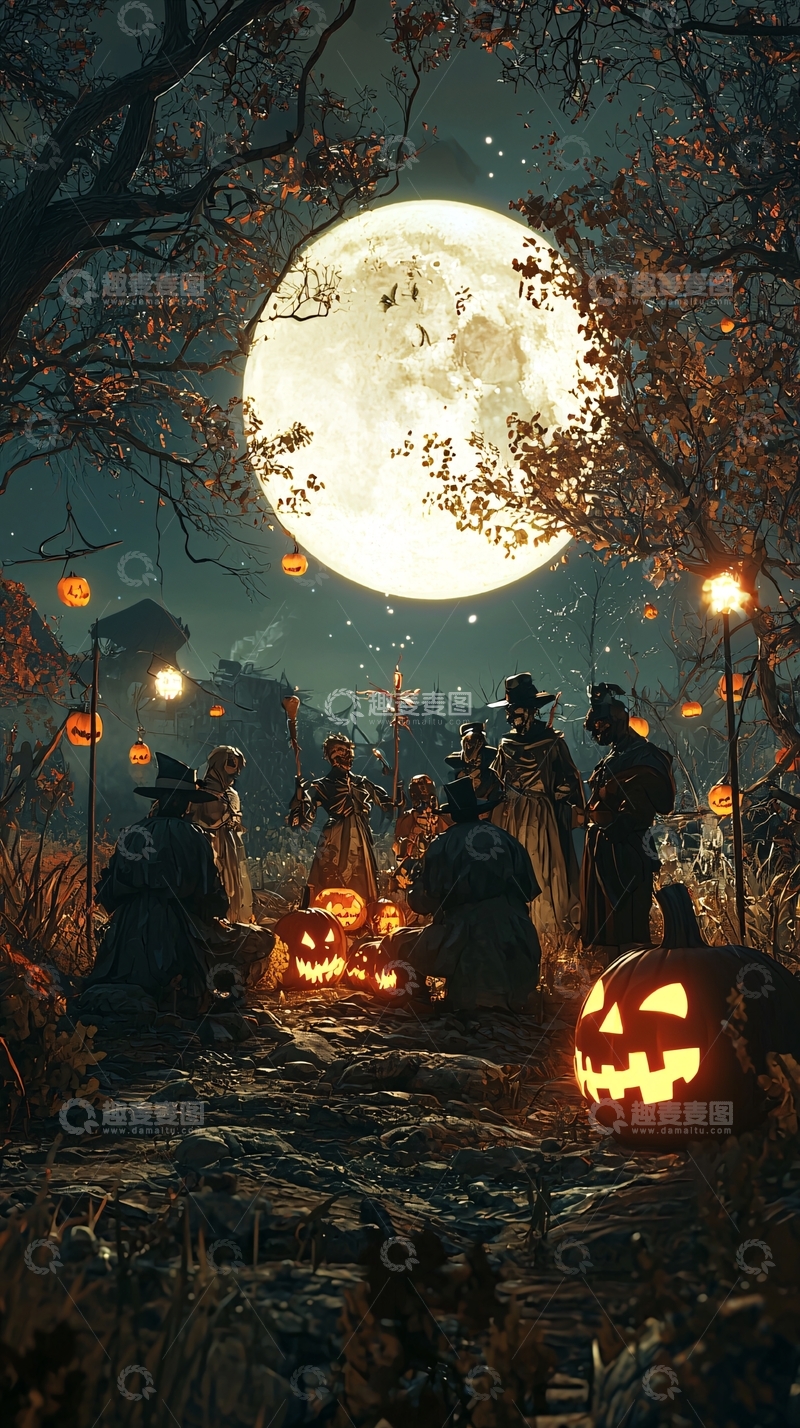 高清大图下载【趣麦麦图】万圣节夜晚的神秘聚会