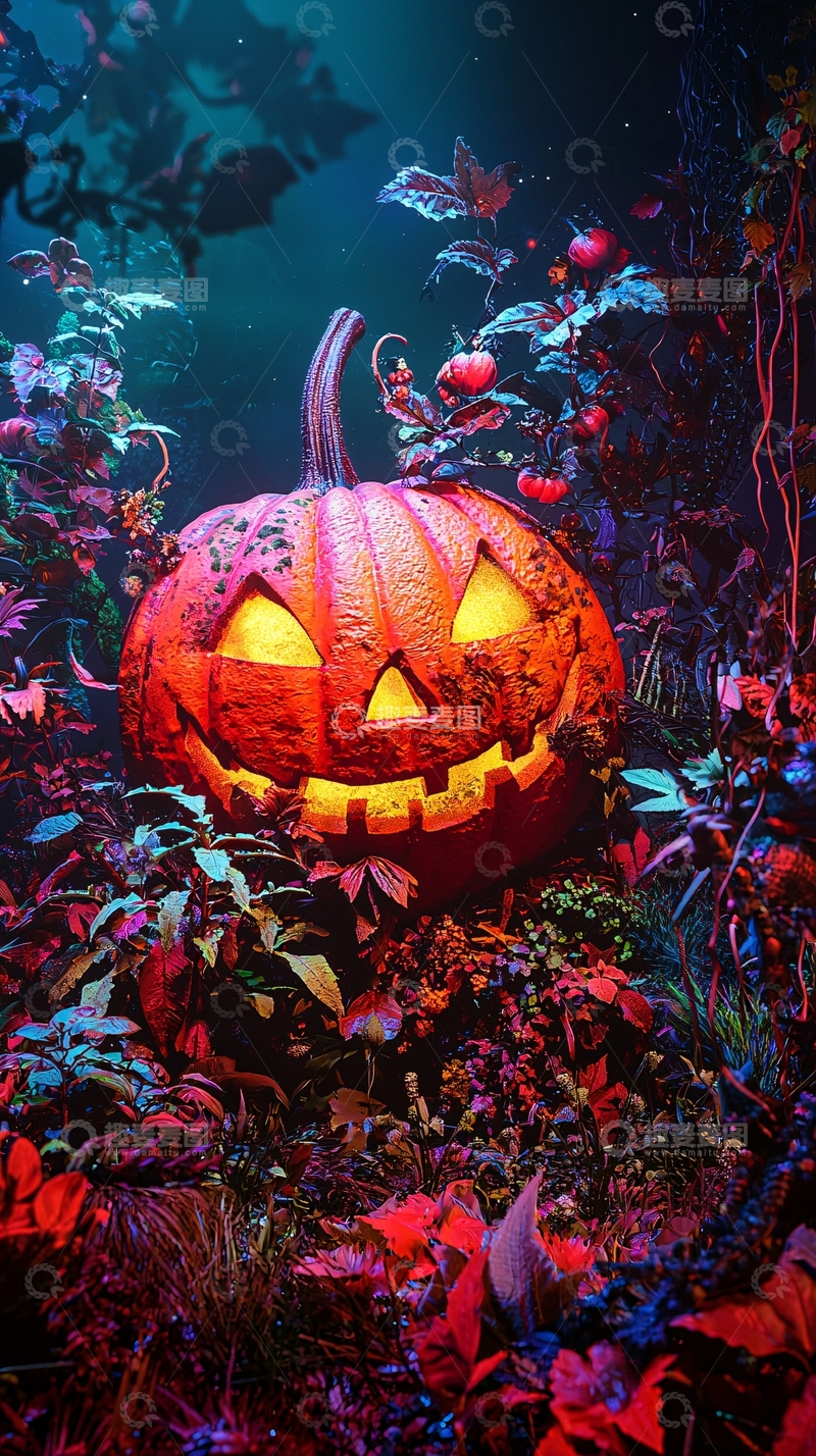 高清大图下载【趣麦麦图】万圣节南瓜灯与神秘森林
