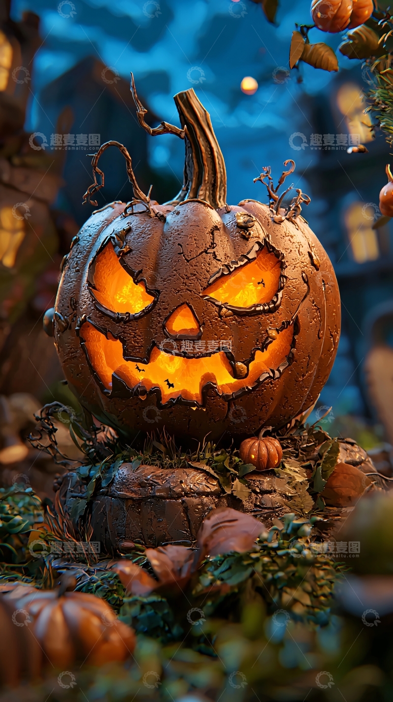 高清大图下载【趣麦麦图】万圣节南瓜灯夜景