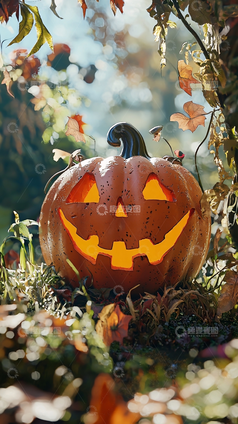 高清大图下载【趣麦麦图】秋日南瓜灯装饰场景