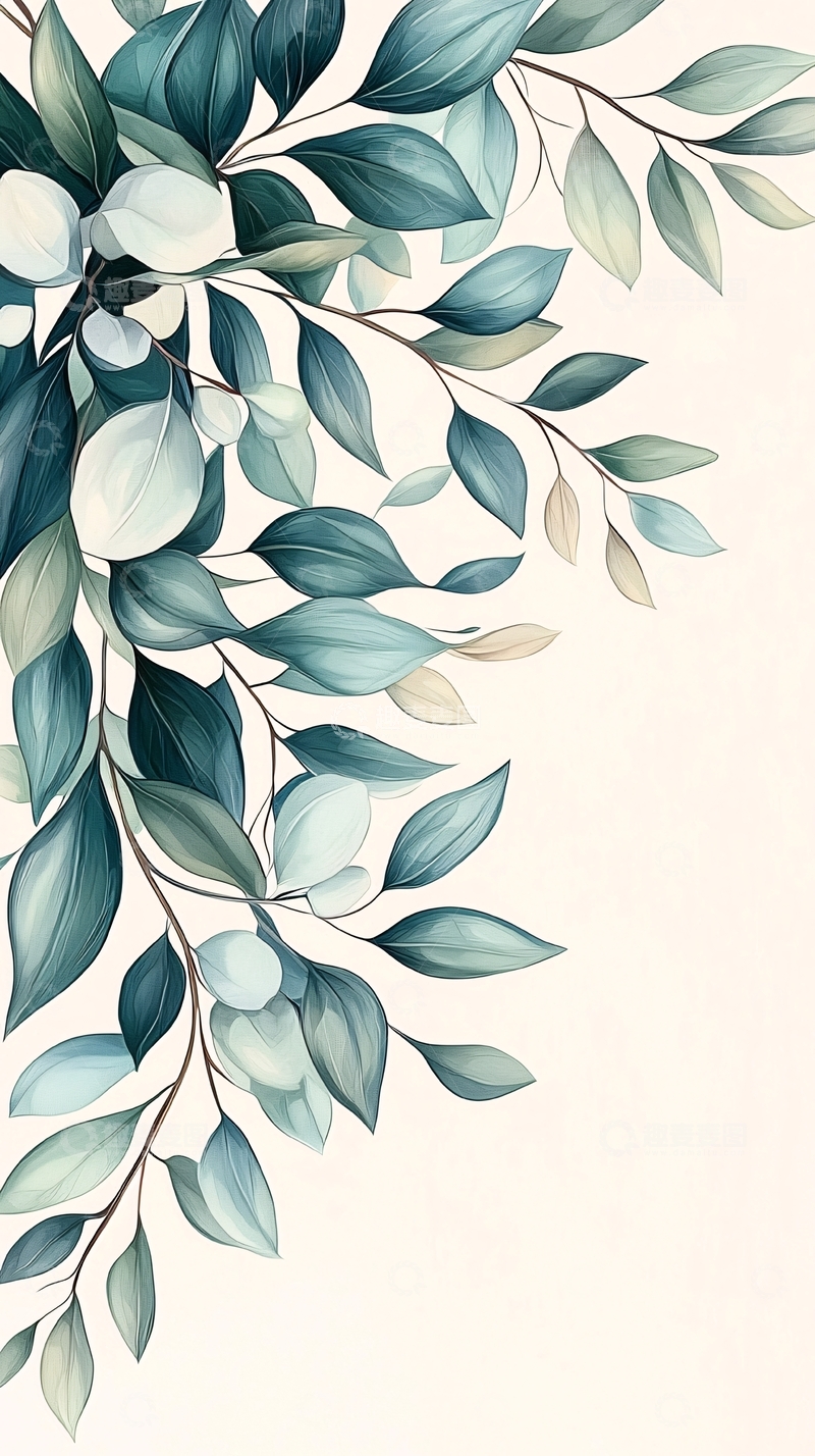 高清大图下载【趣麦麦图】清新植物插画背景图