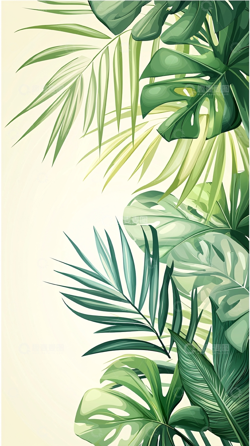 高清大图下载【趣麦麦图】热带植物叶子背景图