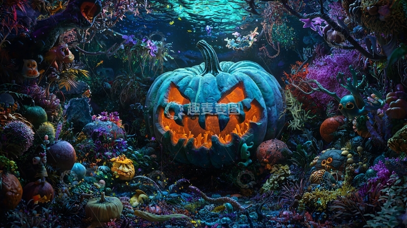 高清大图下载【趣麦麦图】海底万圣节南瓜灯