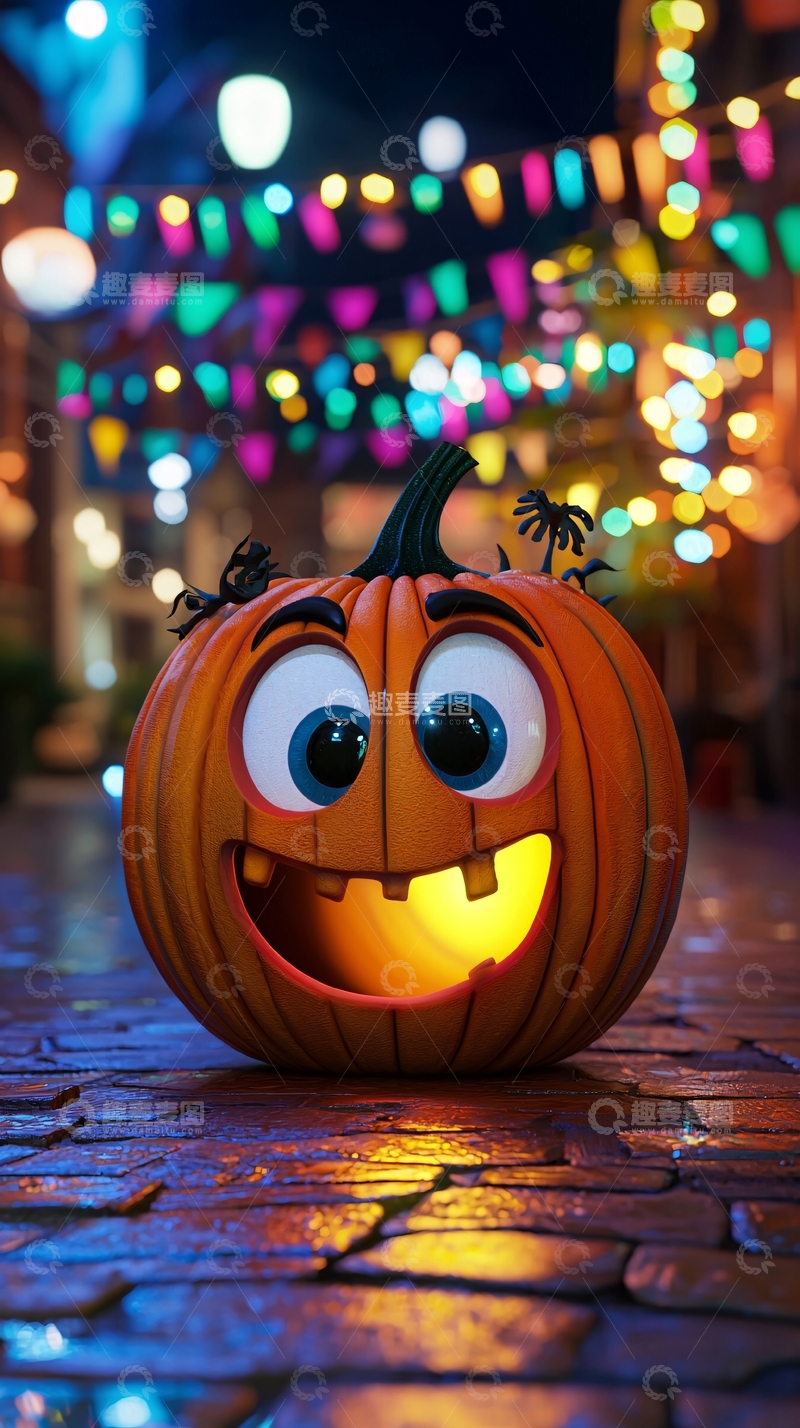 高清大图下载【趣麦麦图】万圣节南瓜灯夜景