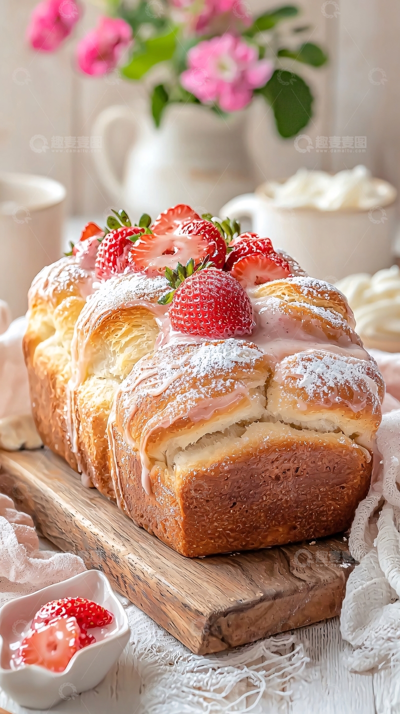 高清大图下载【趣麦麦图】草莓奶油面包甜点