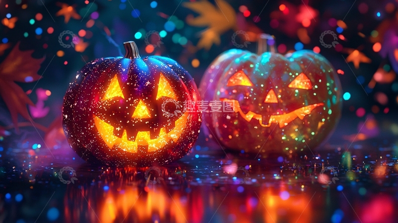 高清大图下载【趣麦麦图】万圣节南瓜灯夜景