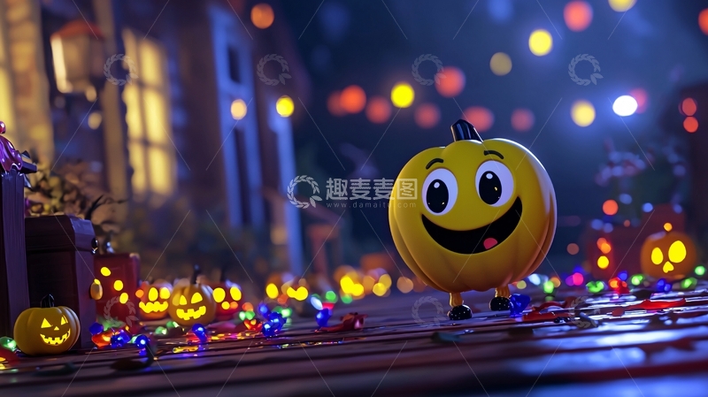 高清大图下载【趣麦麦图】万圣节南瓜灯夜景