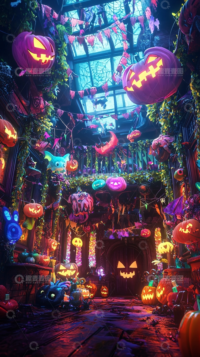 高清大图下载【趣麦麦图】万圣节南瓜灯装饰场景