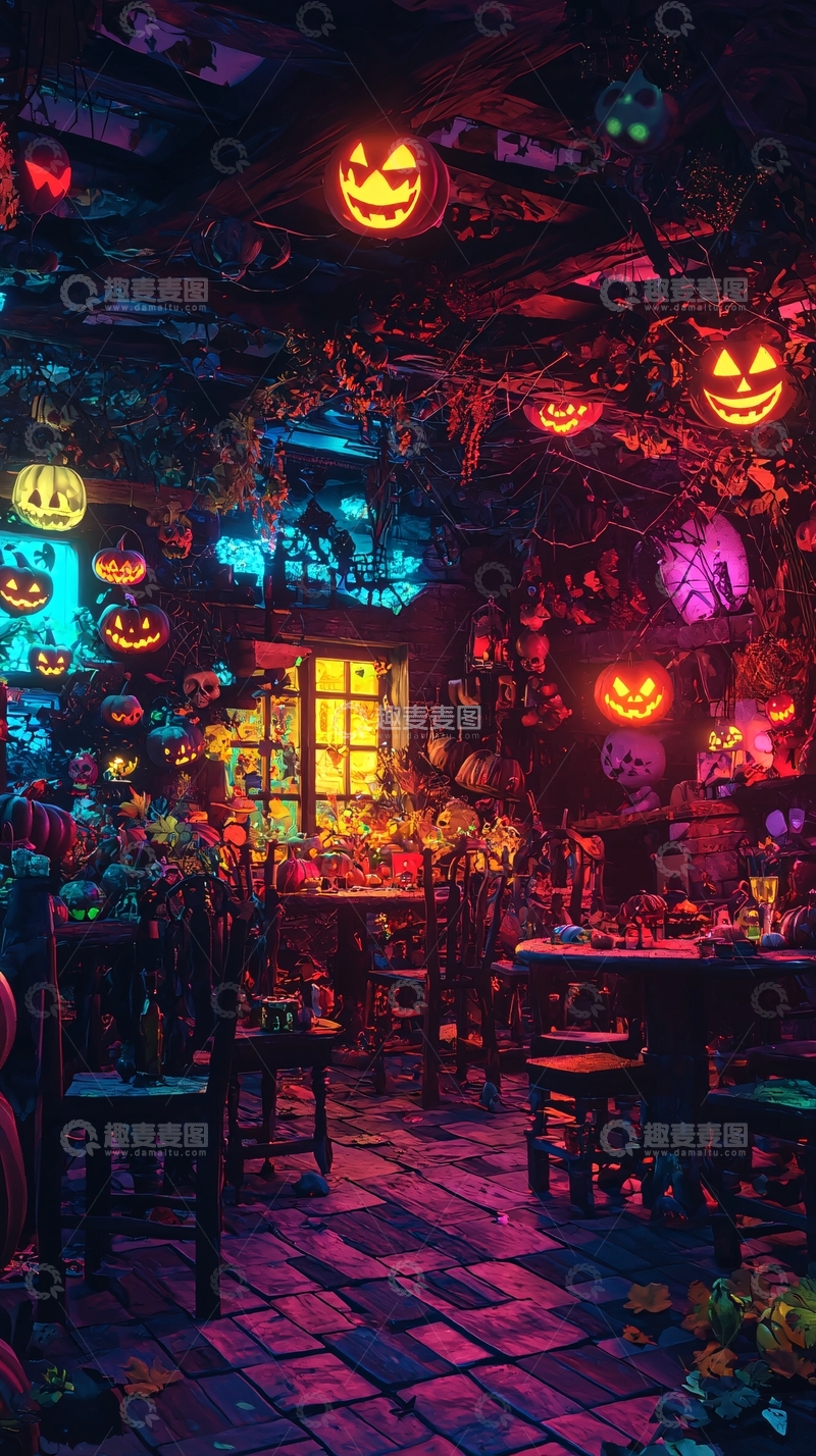 高清大图下载【趣麦麦图】万圣节主题酒吧装饰场景