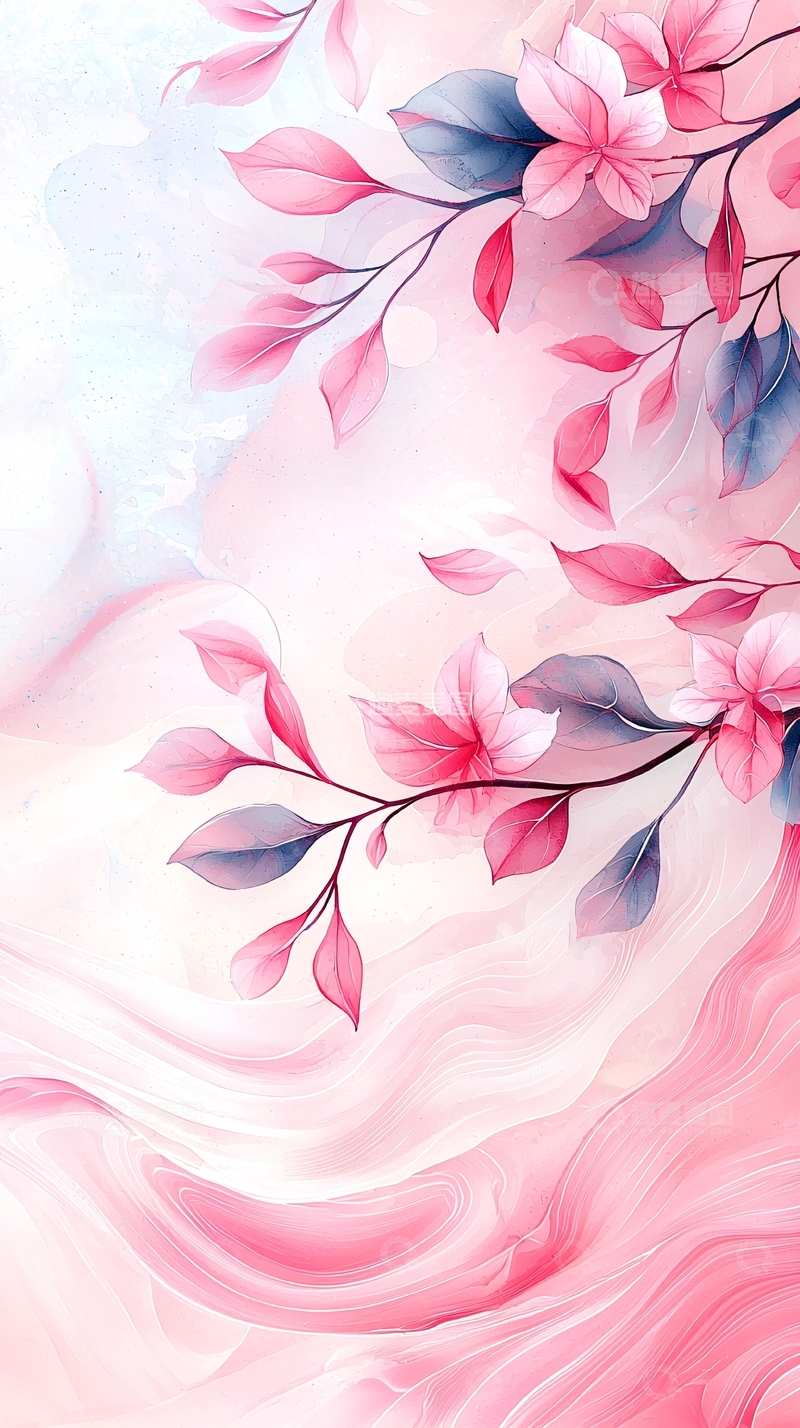 高清大图下载【趣麦麦图】粉色花卉抽象背景图