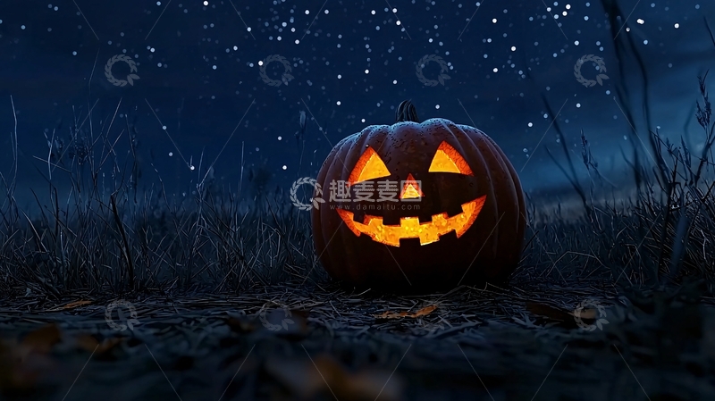 高清大图下载【趣麦麦图】万圣节夜晚南瓜灯