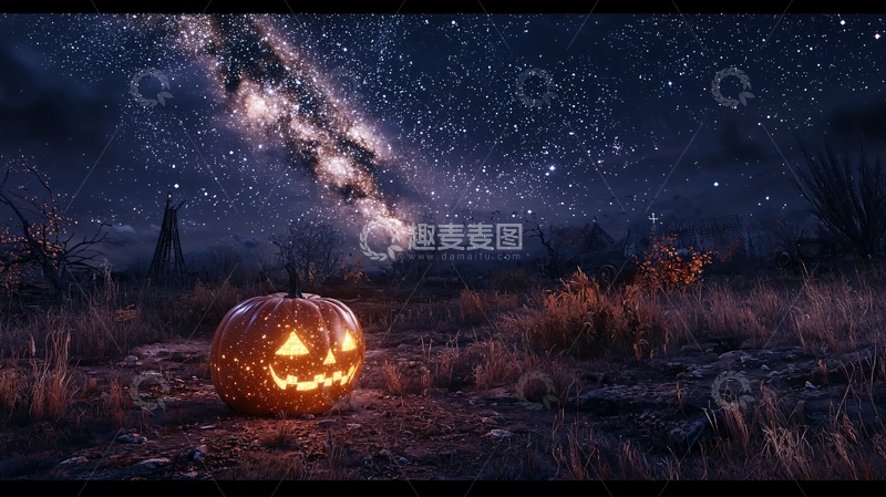 高清大图下载【趣麦麦图】万圣节南瓜夜景