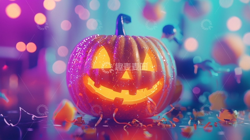 高清大图下载【趣麦麦图】万圣节南瓜灯夜景