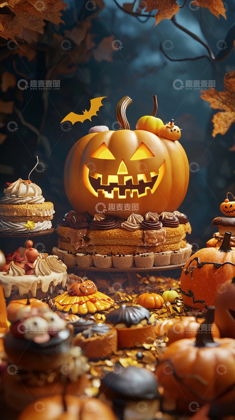 高清大图下载【趣麦麦图】-万圣节南瓜主题甜点展示