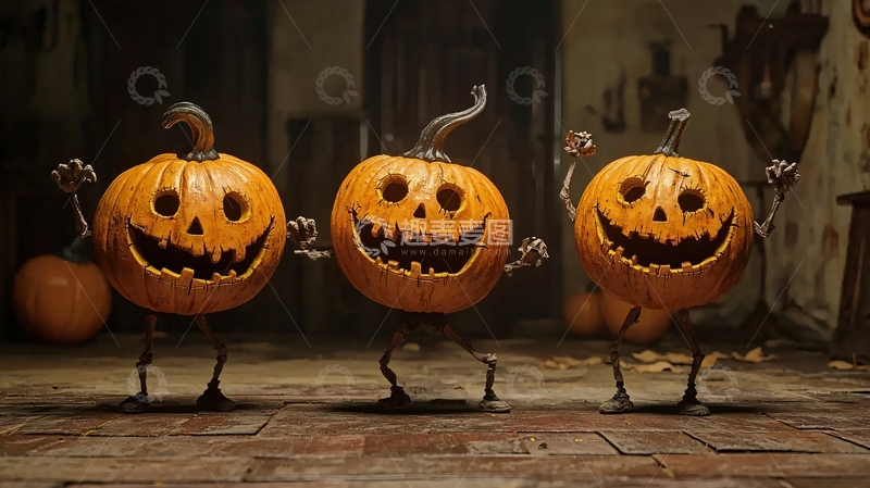 高清大图下载【趣麦麦图】万圣节南瓜灯跳舞场景