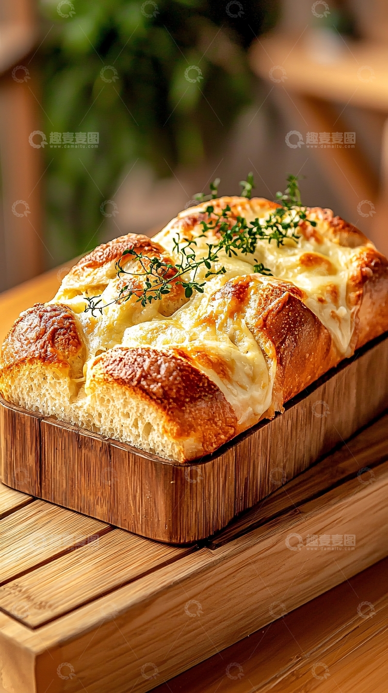 高清大图下载【趣麦麦图】芝士面包搭配香草装饰