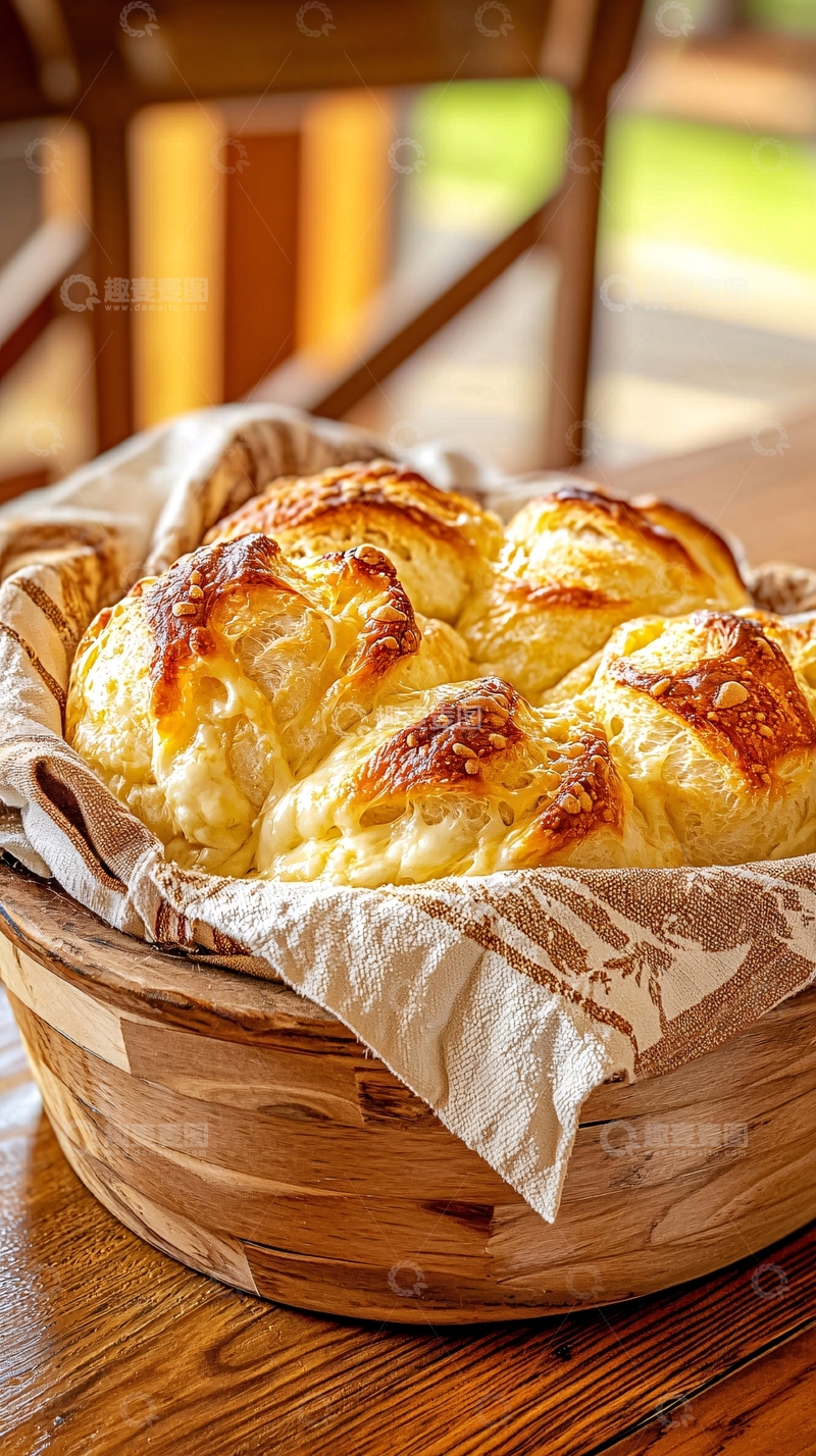 高清大图下载【趣麦麦图】金黄色面包篮子里的美味面包