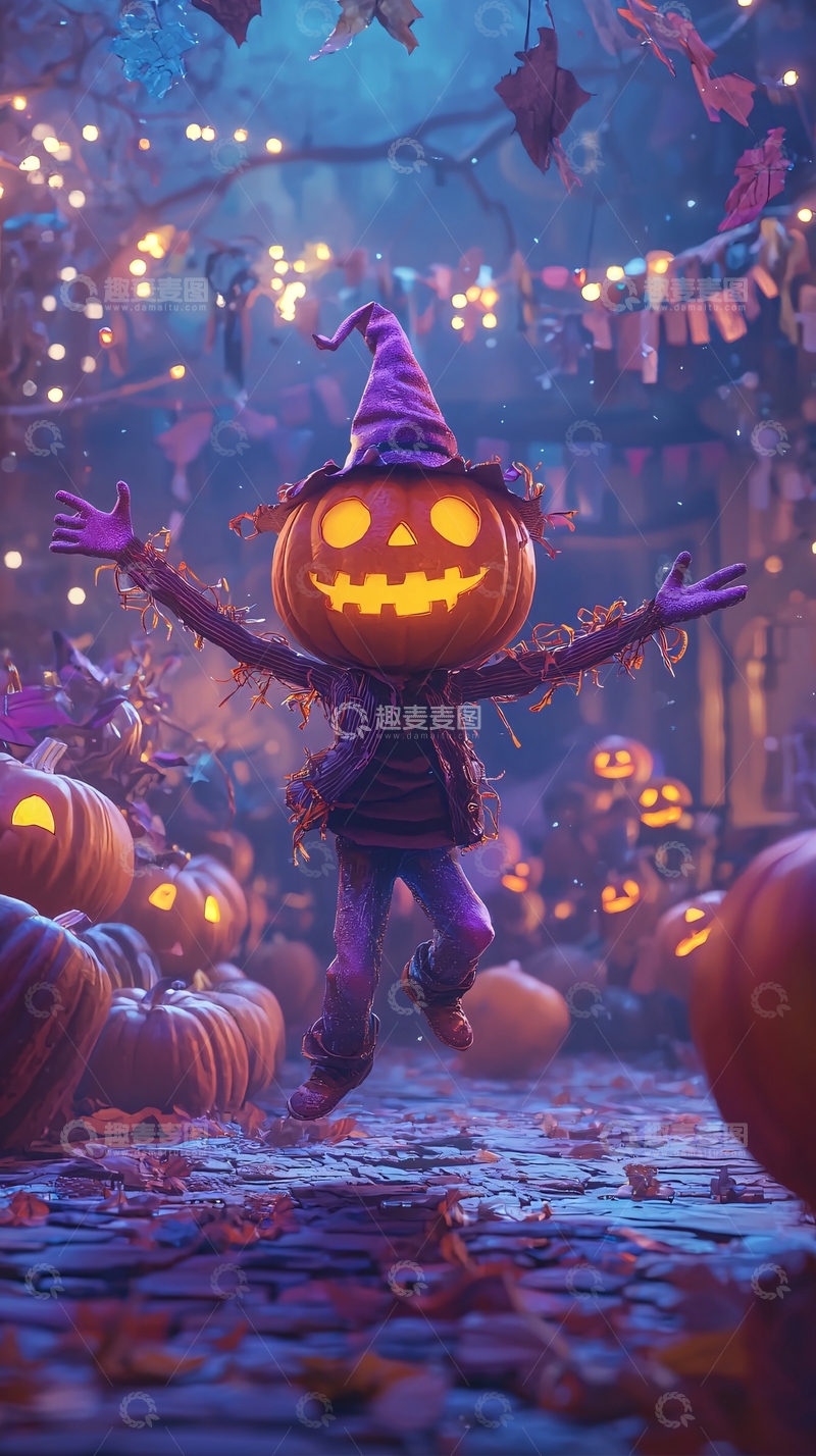 高清大图下载【趣麦麦图】万圣节南瓜灯舞者