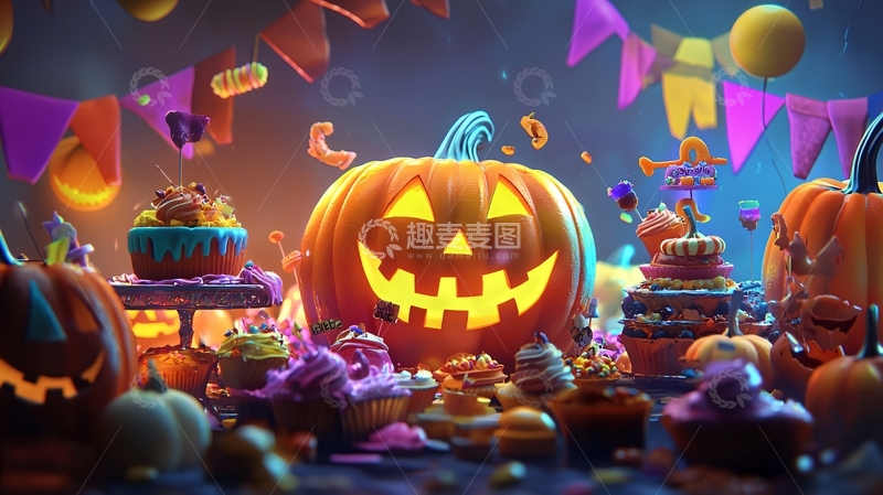 高清大图下载【趣麦麦图】万圣节南瓜与糖果派对