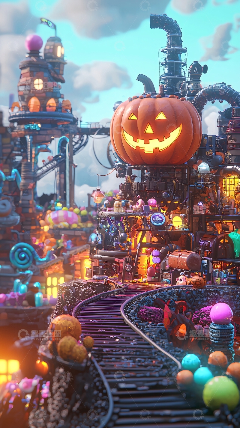 高清大图下载【趣麦麦图】万圣节主题糖果工厂