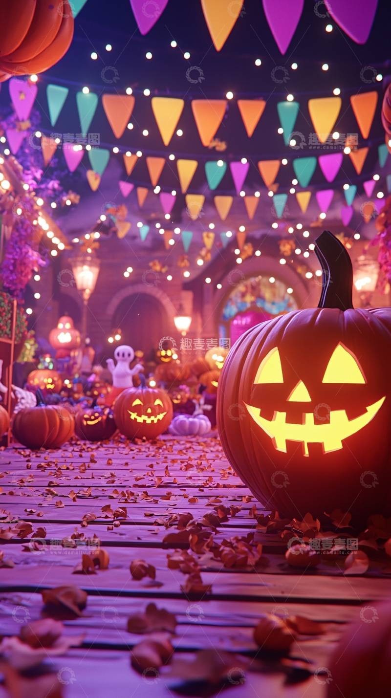 高清大图下载【趣麦麦图】万圣节南瓜灯装饰场景
