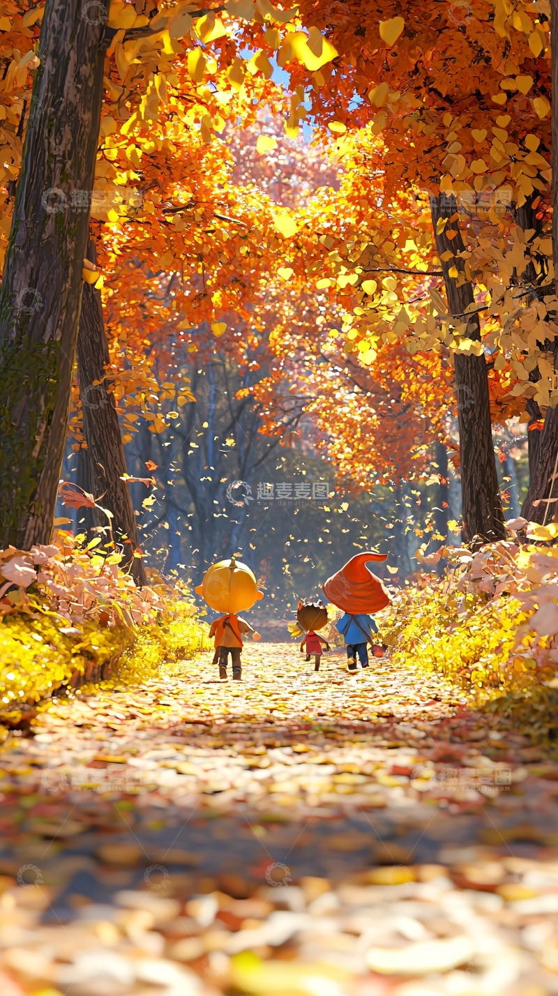 高清大图下载【趣麦麦图】秋日森林中的小精灵