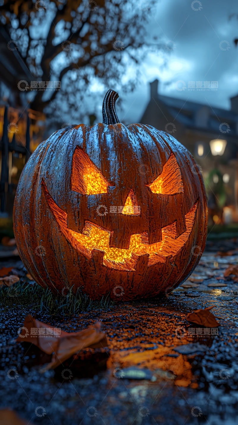 高清大图下载【趣麦麦图】万圣节南瓜灯夜景