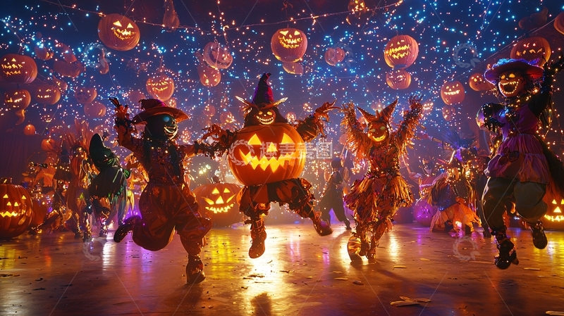 高清大图下载【趣麦麦图】万圣节南瓜灯舞会