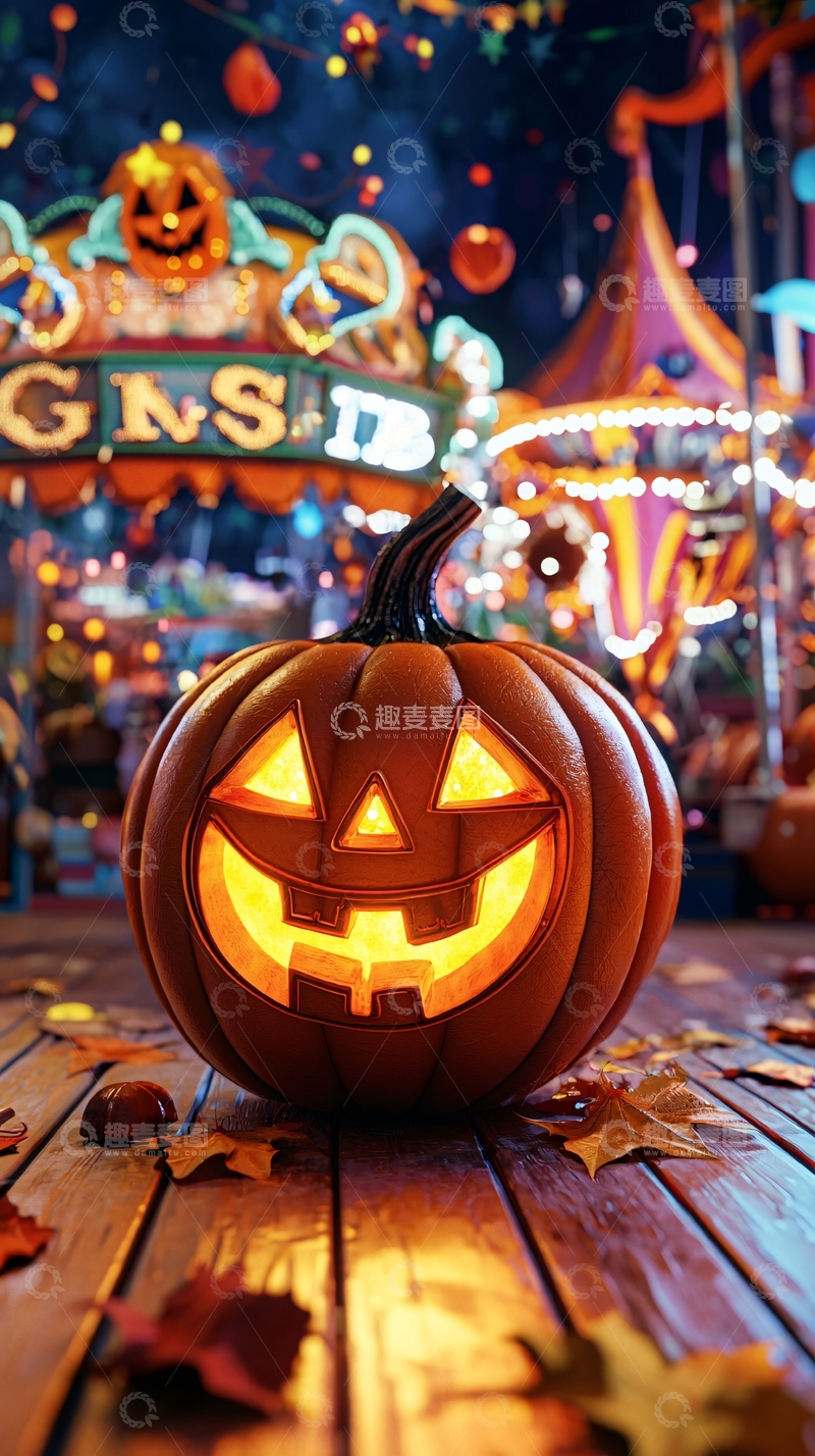 高清大图下载【趣麦麦图】万圣节南瓜灯夜景