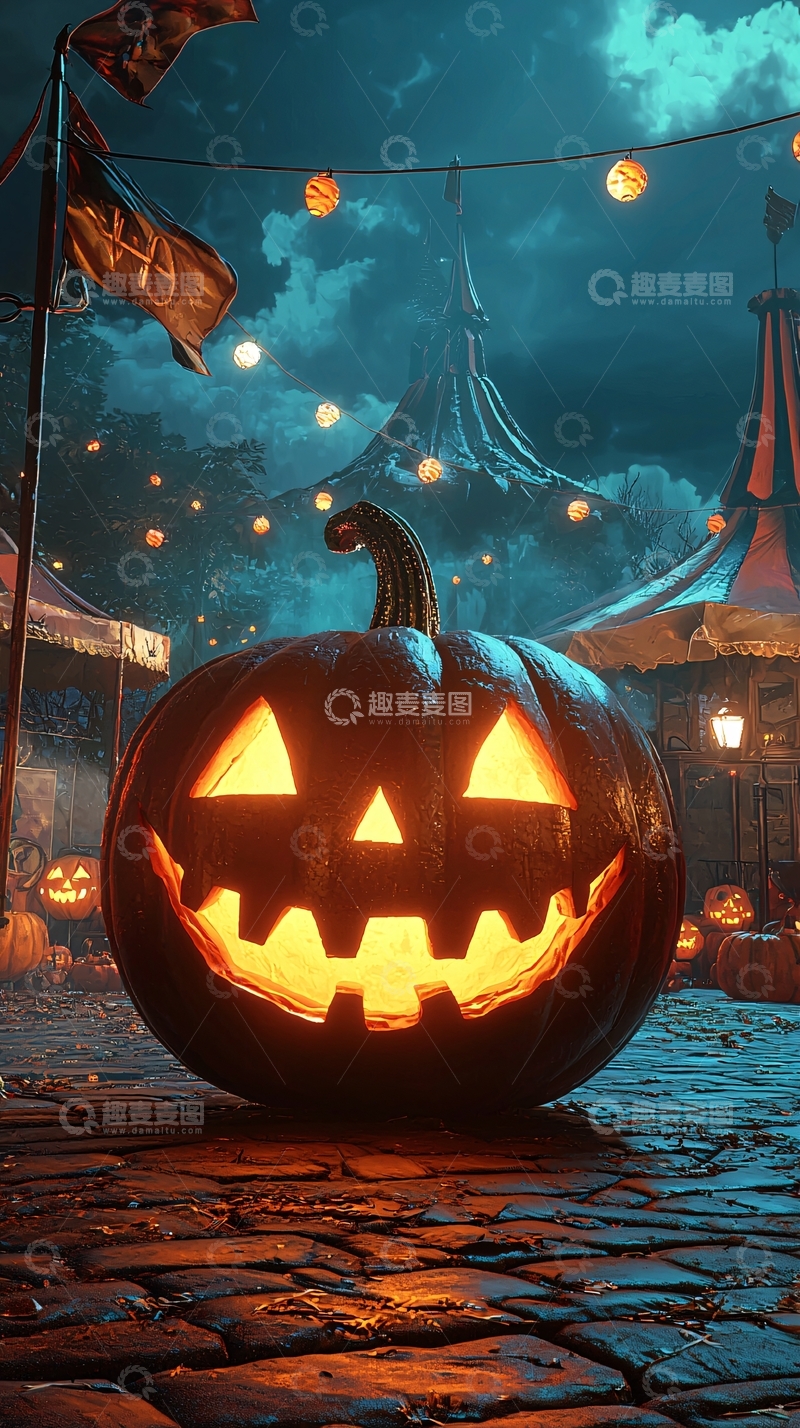 高清大图下载【趣麦麦图】万圣节南瓜灯夜景