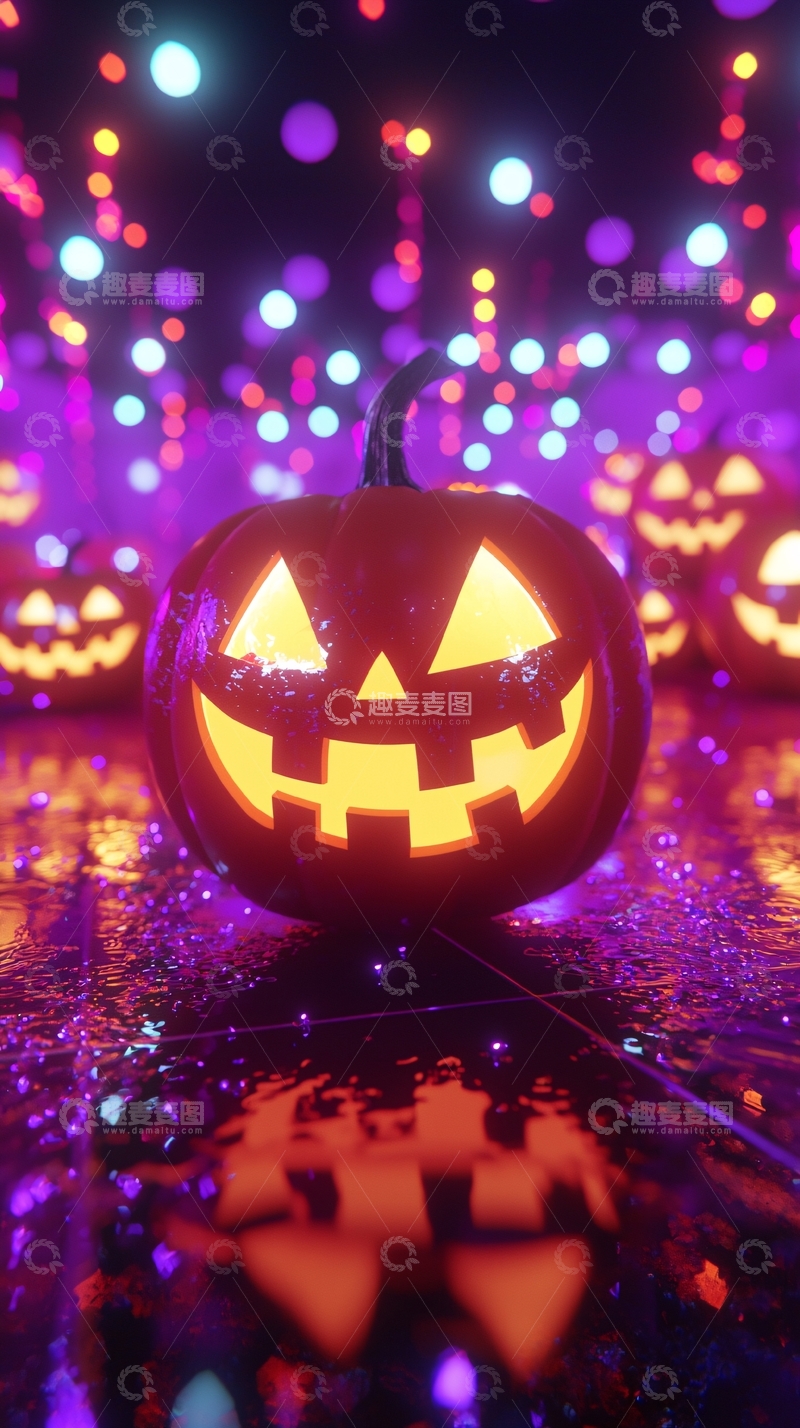 高清大图下载【趣麦麦图】万圣节南瓜灯夜景