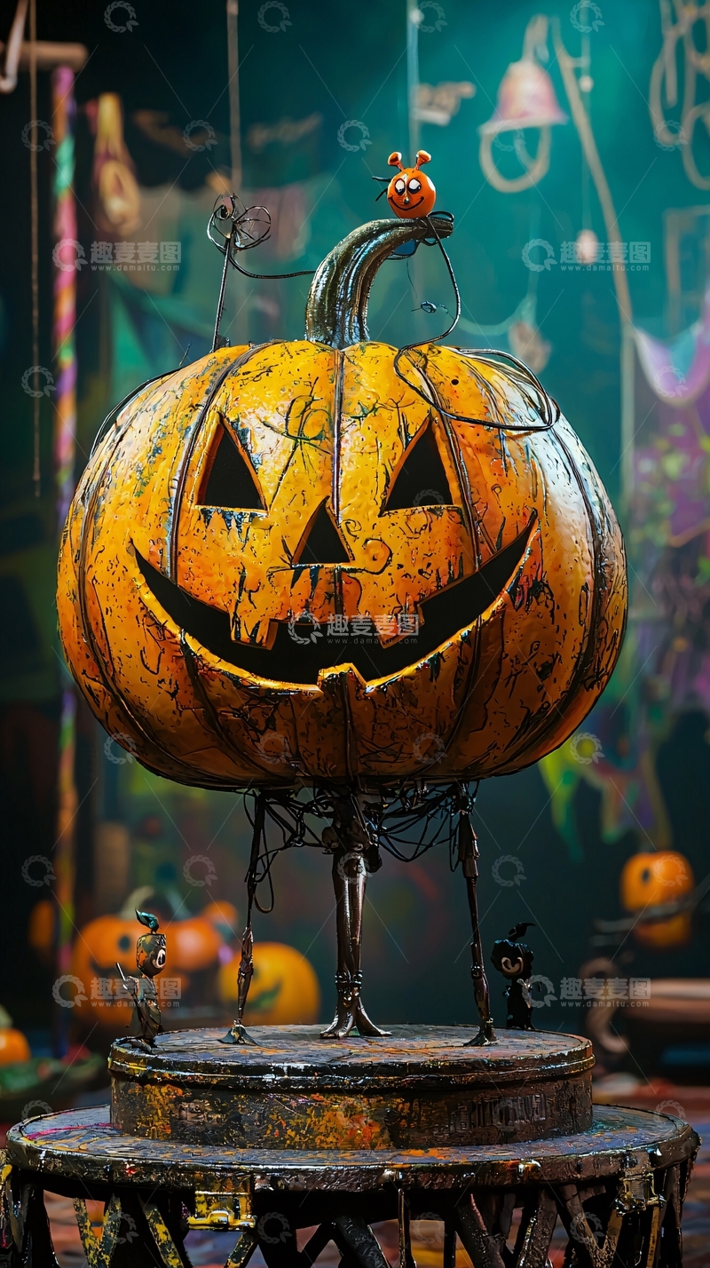 高清大图下载【趣麦麦图】万圣节南瓜灯与小鬼