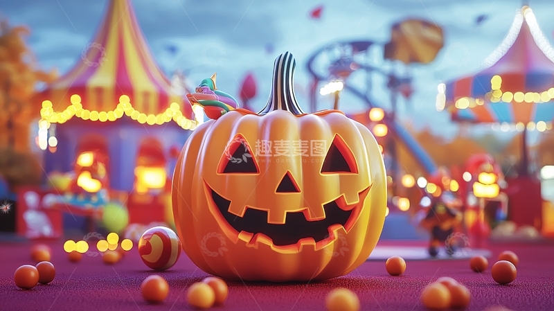 高清大图下载【趣麦麦图】万圣节南瓜灯与糖果乐园