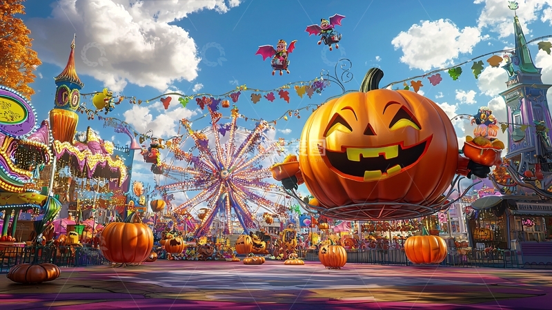 高清大图下载【趣麦麦图】万圣节主题游乐园