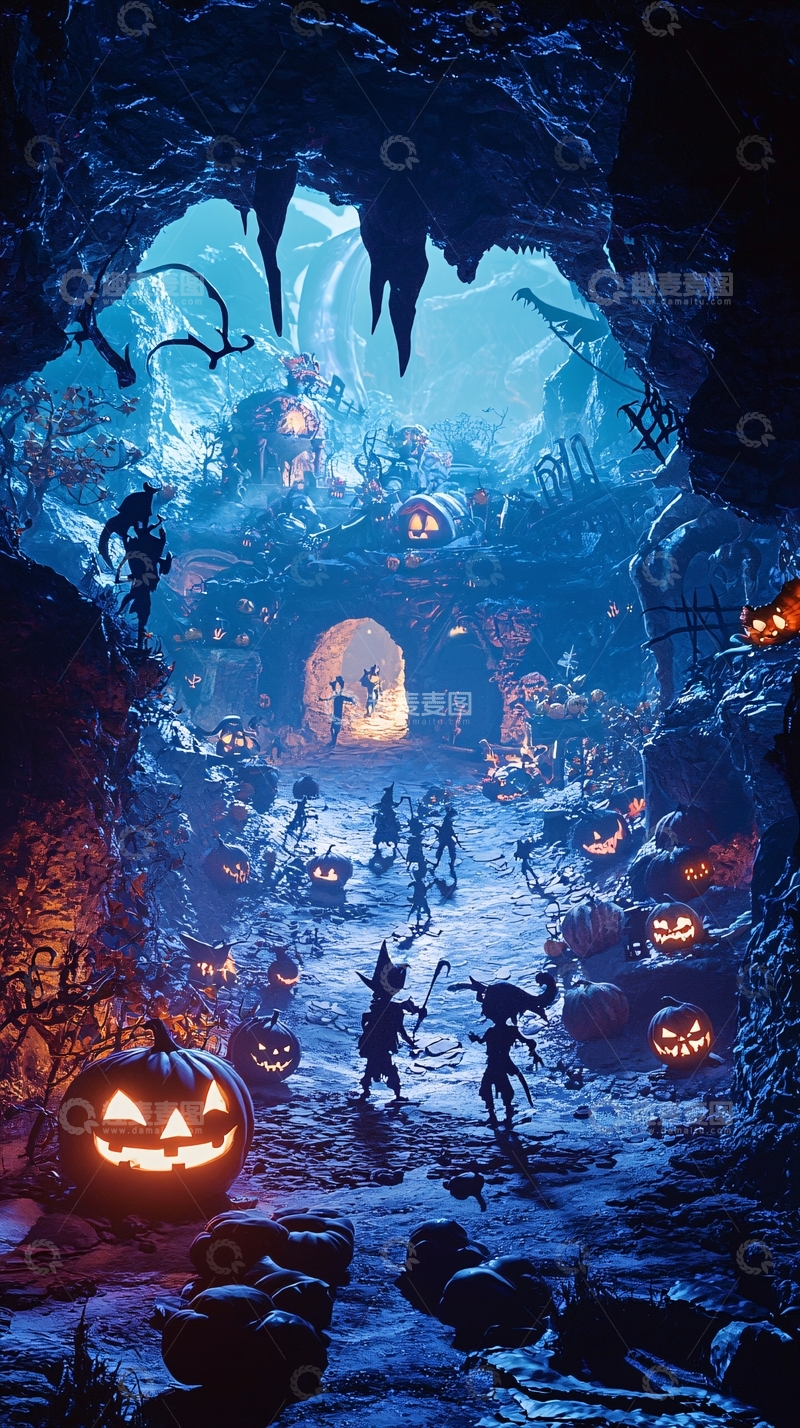 高清大图下载【趣麦麦图】万圣节洞穴探险场景