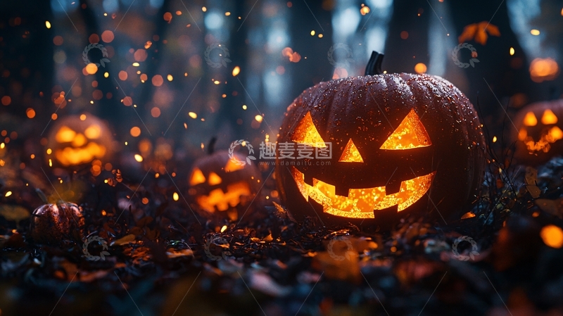 高清大图下载【趣麦麦图】万圣节南瓜灯夜景