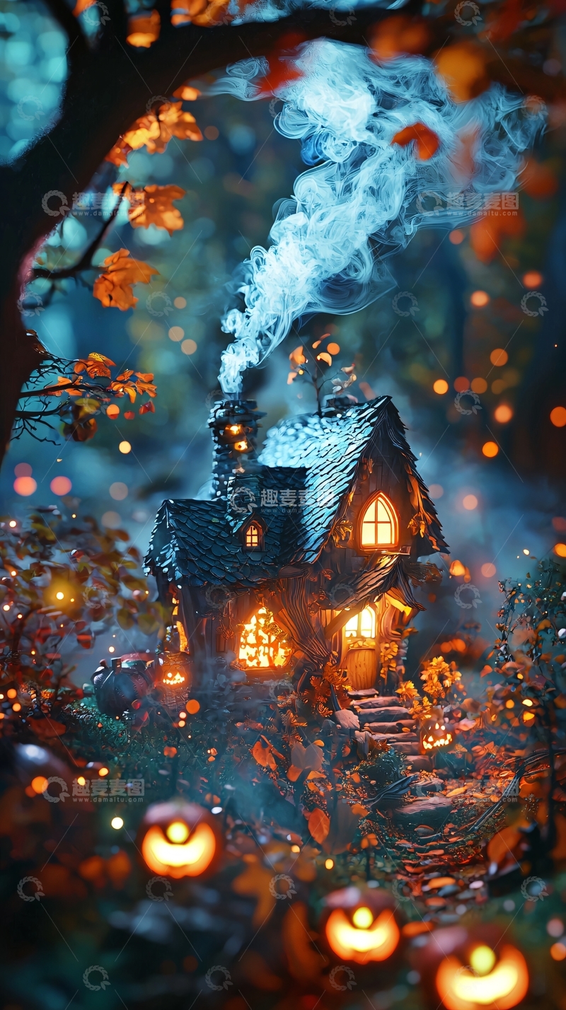 高清大图下载【趣麦麦图】秋夜童话小屋