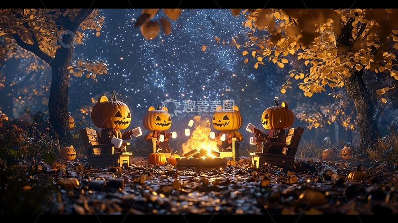 高清大图下载【趣麦麦图】万圣节南瓜灯聚会