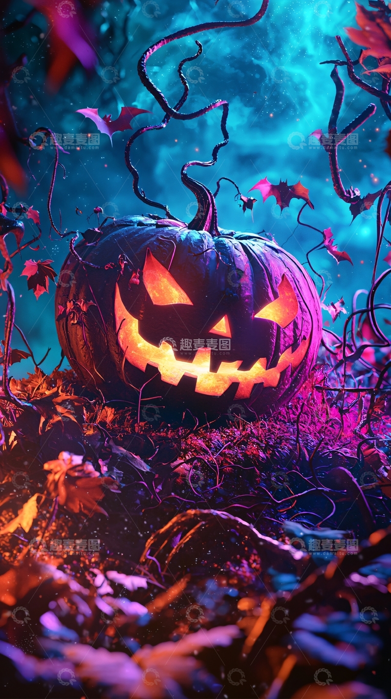 高清大图下载【趣麦麦图】万圣节南瓜灯夜景