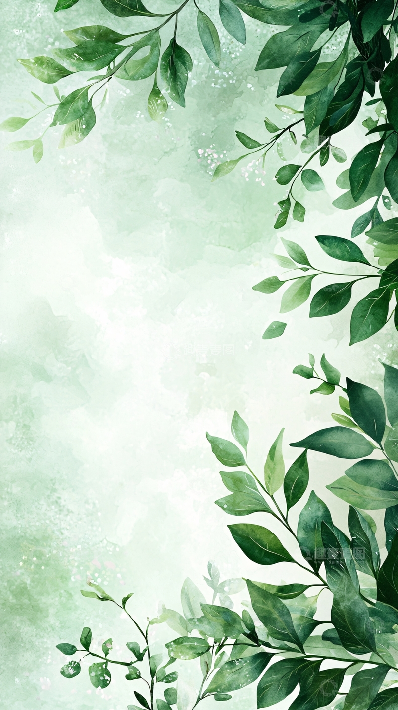 高清大图下载【趣麦麦图】清新绿叶背景素材